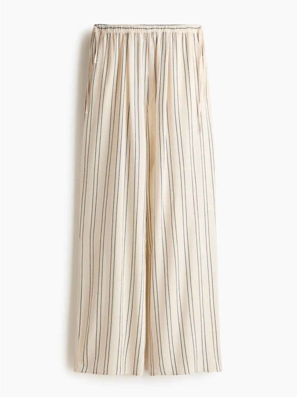 H&M Cream Wide-Leg Striped Pants